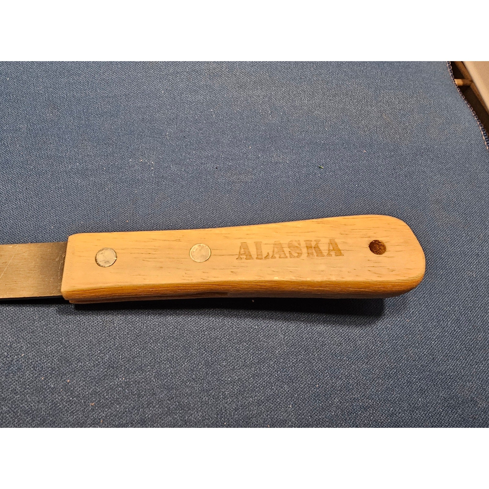 Vintage Stainless Steel 9-3/4" Ice Cream Scoop w/Rivet Wood Handle - Alaska