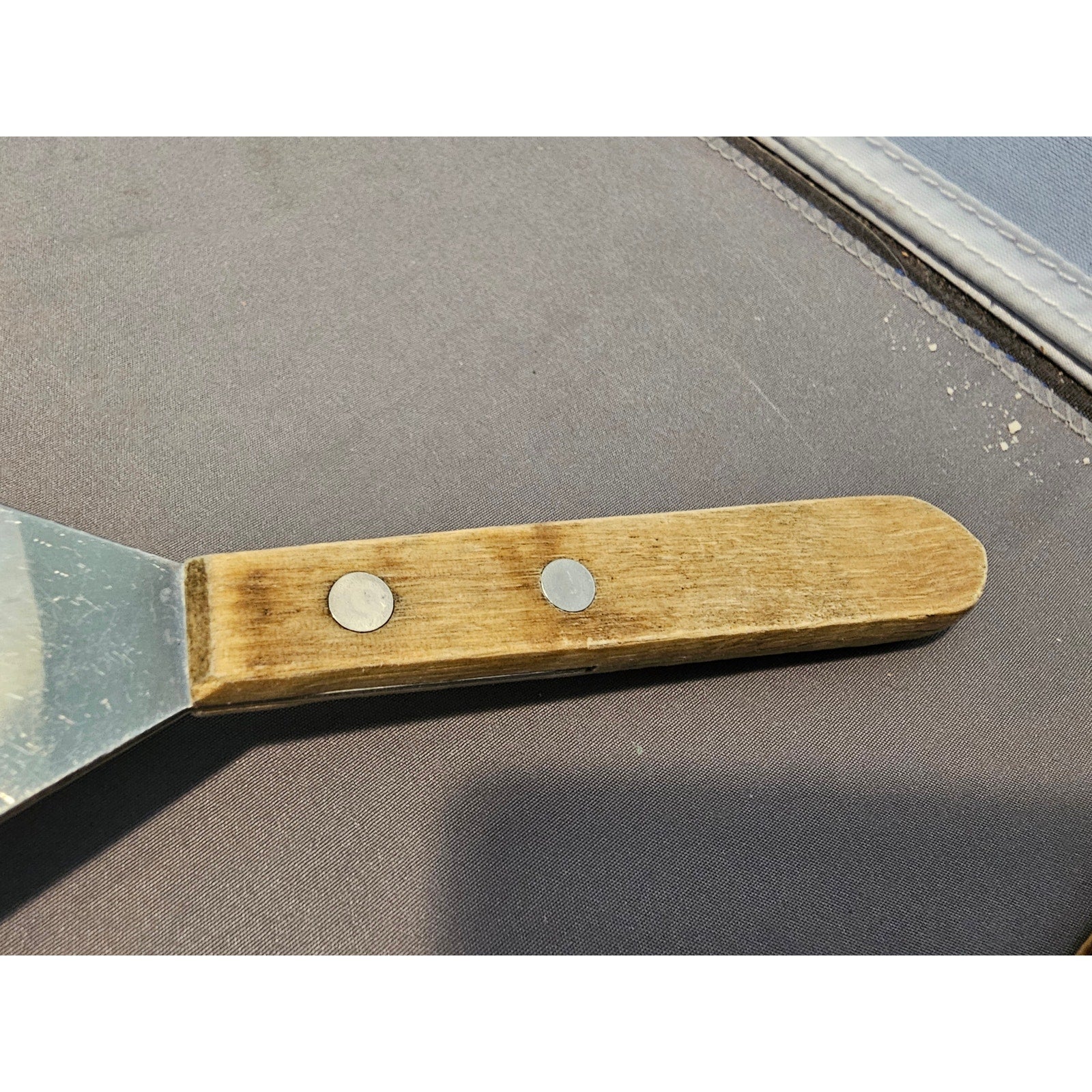 The Pampered Chef - Mini Stainless Steel Slotted Spatula w/Wood Handle 8"