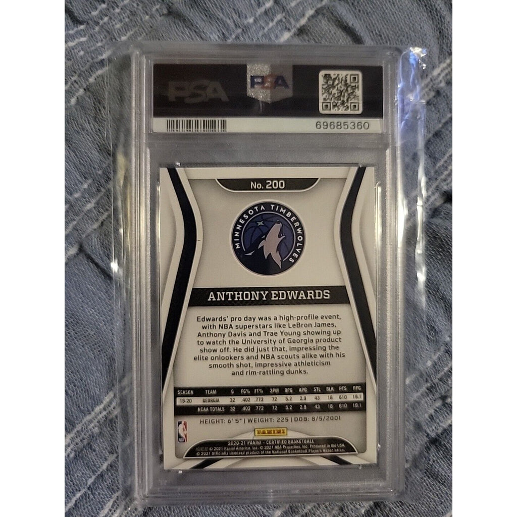 Anthony Edwards 2020-21 Panini Certified #200 RC/Rookie - PSA 9 Mint
