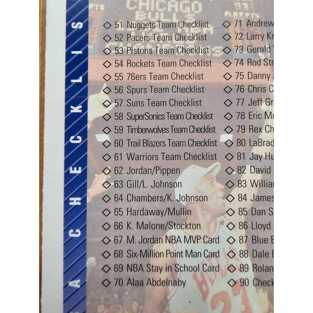 Michael Jordan 1992-1993 Upper Deck #90 Checklist - #1a-90 - NBA