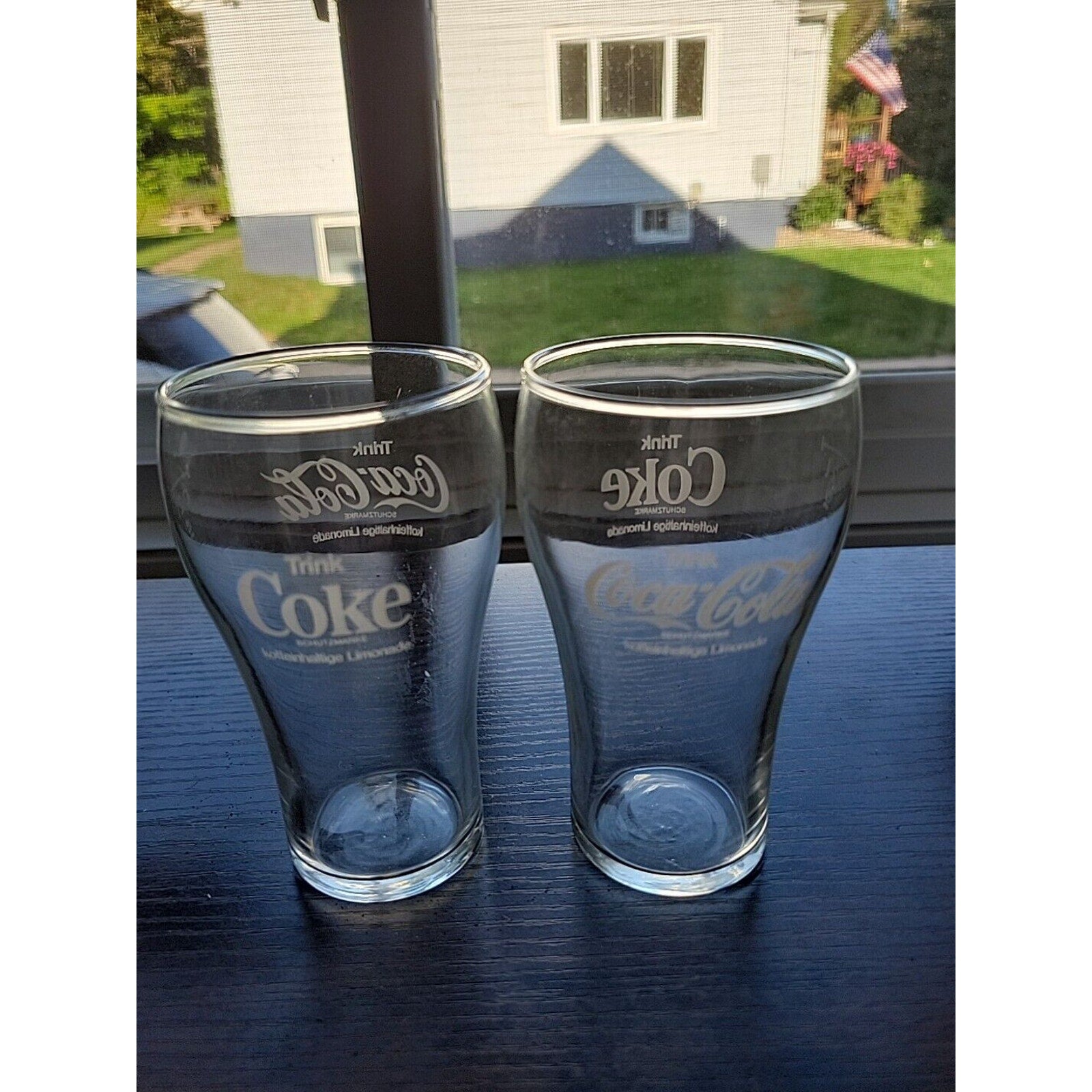 2 Vintage German 6.5oz Trink Coca-Cola koffeinhaltig Limonade Drinking Glass