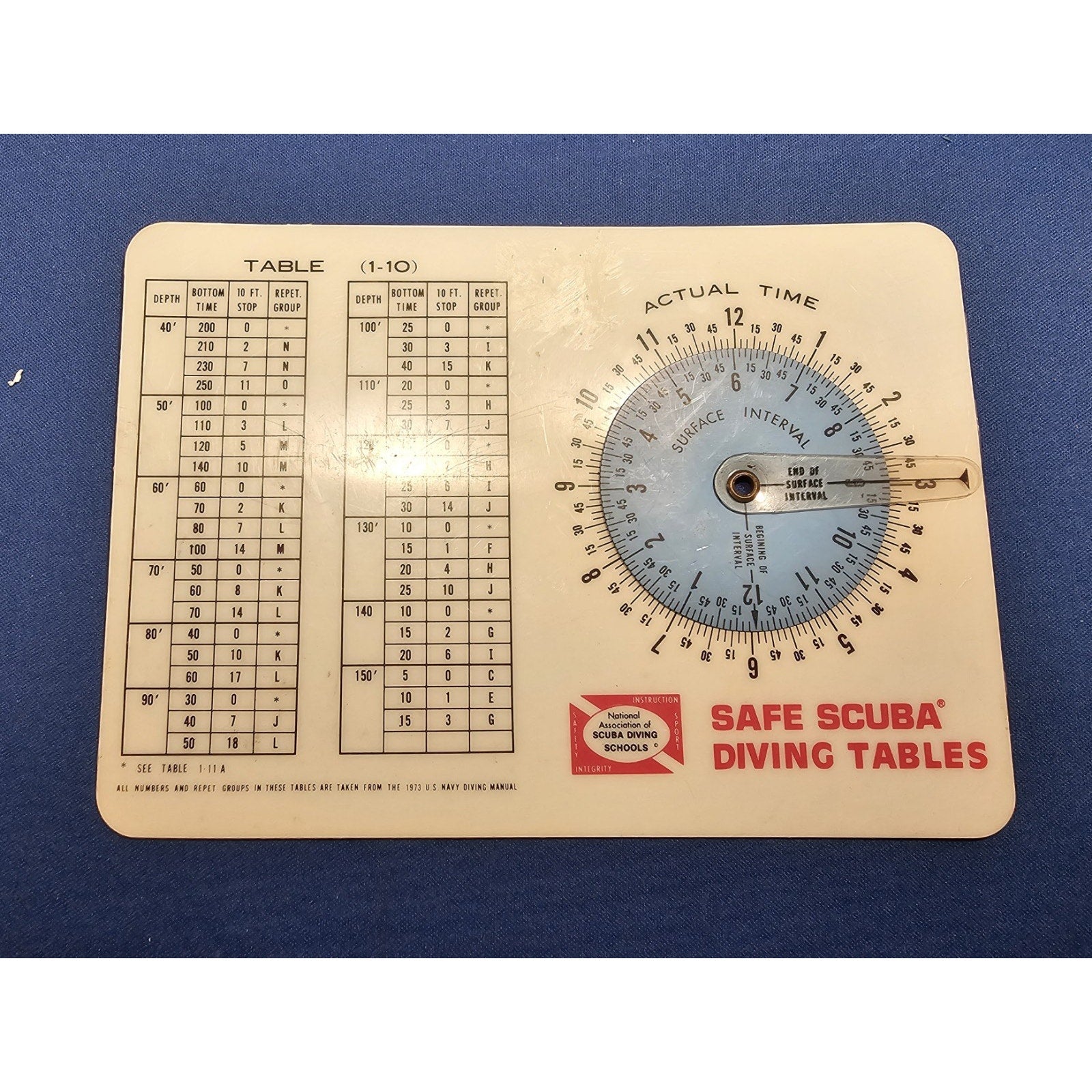 Set of 2 Safe Scuba Diving Tables NASDS - Diving Tables, Time Calculator