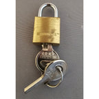 Vintage Brinks Hardened Miniature Luggage Padlock w/Keys - 1-3/8" x 3/4"- works