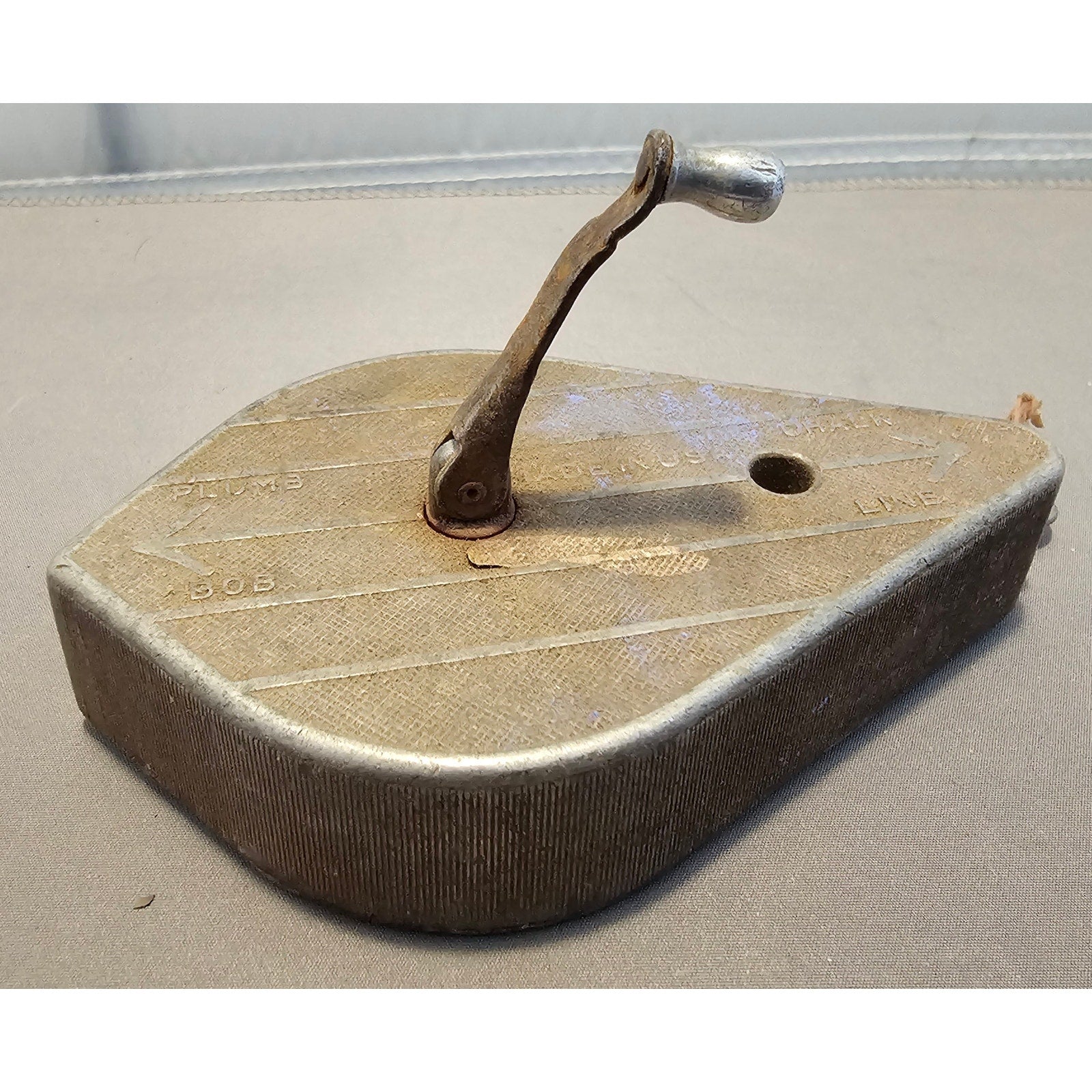 Vintage Irwin STRAIT-LINE Chalk Line Reel - Plumb Bob - Metal Case - CA, USA