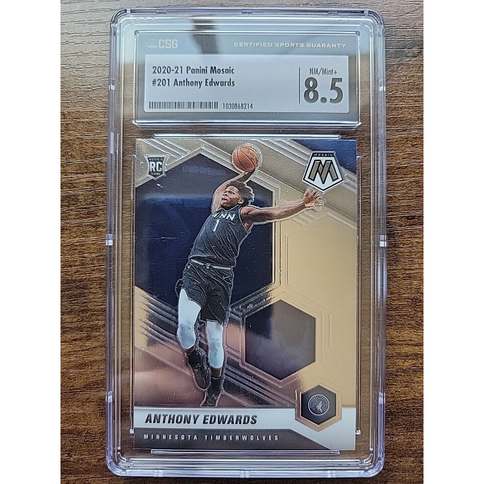 Anthony Edwards 2020-21 Panini Mosaic #201 - Rookie - CSG Graded 8.5