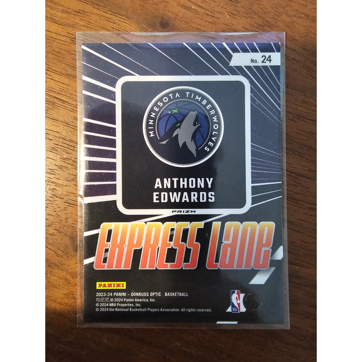 Anthony Edwards 2023-24 Panini Donruss Optic #24 - Express Lane - Purple Prizm