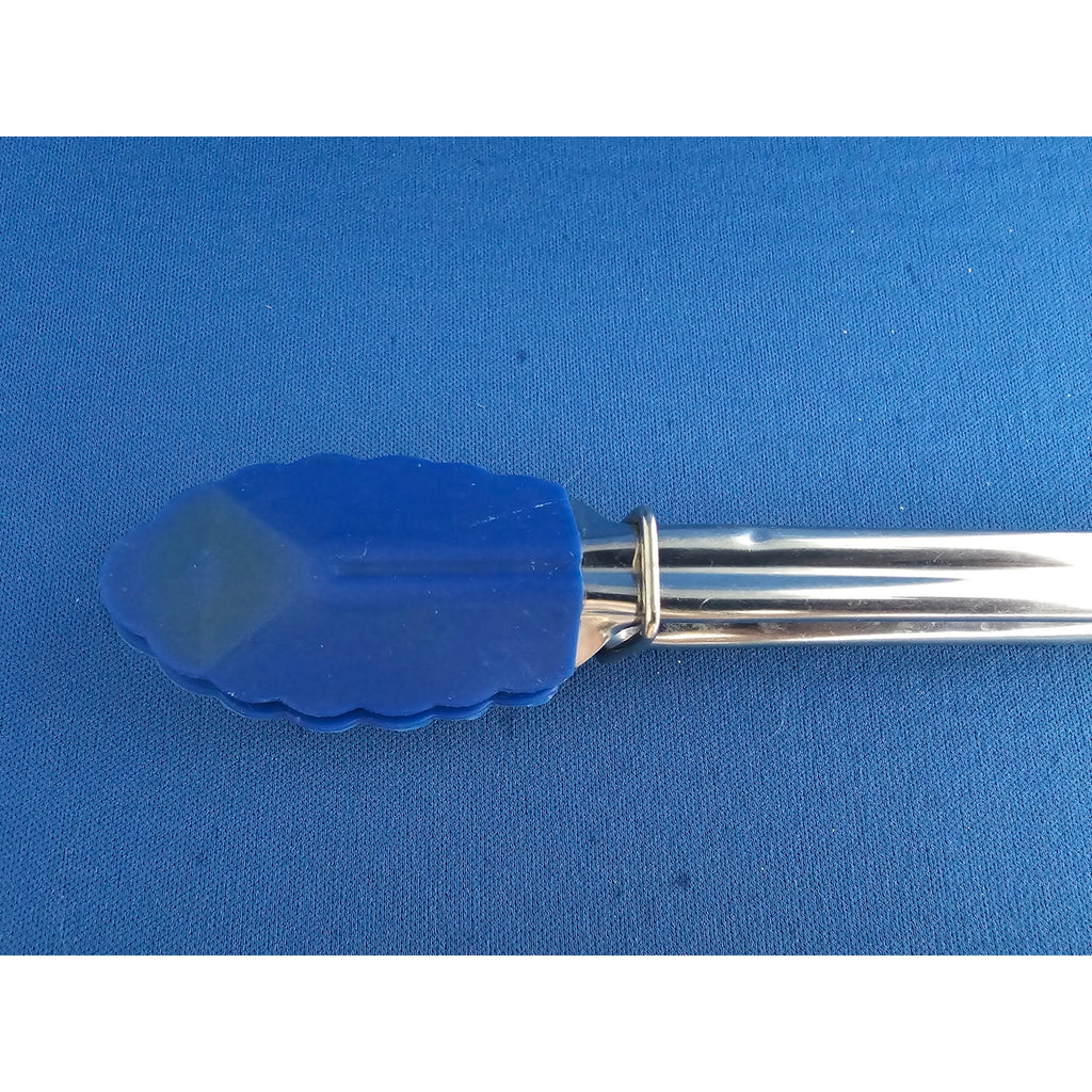 Danesco Blue Silicone/Rubber Tongs - 7" Long - used