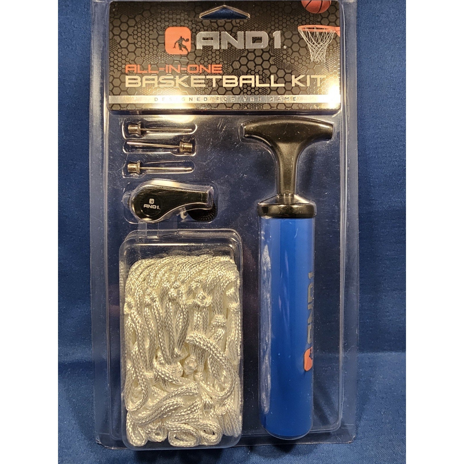 AND1 A1-AC101N- All-In-One Basketball Kit-Blue Pump, Pump Needles, Net & Whistle