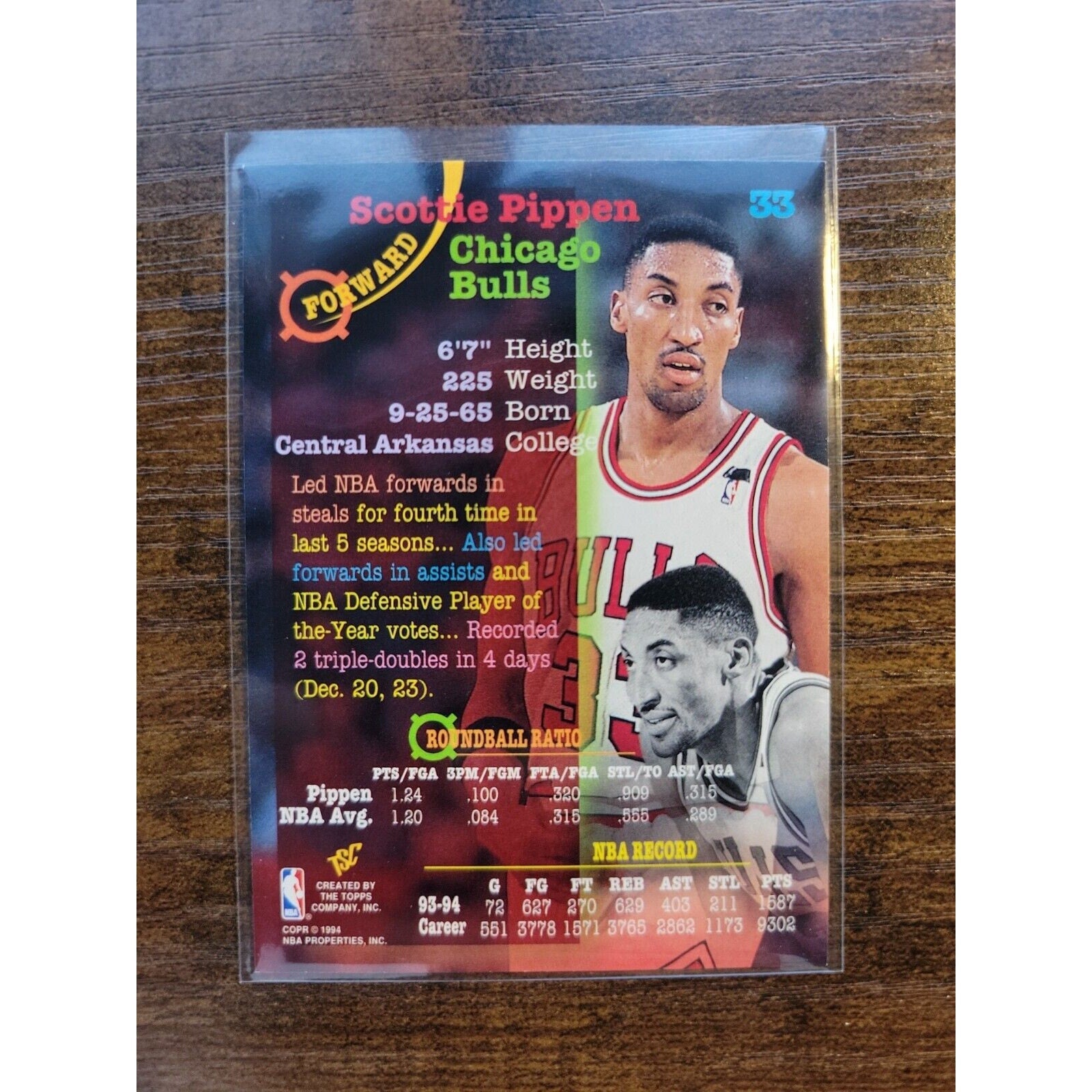 Scottie Pippen 1994-1995 Topps Stadium Club (TSC) #33 - Bulls - NBA - Fresh Pull