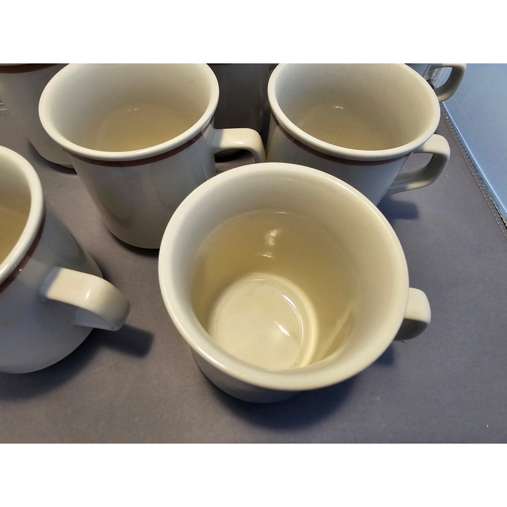 Lot of 7 Vintage Beige & Brown Cafe Style Coffee Cup/Mug - Japan