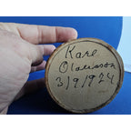 Vintage Small Handmade Carved Round Wood/Bark Box w/Lid