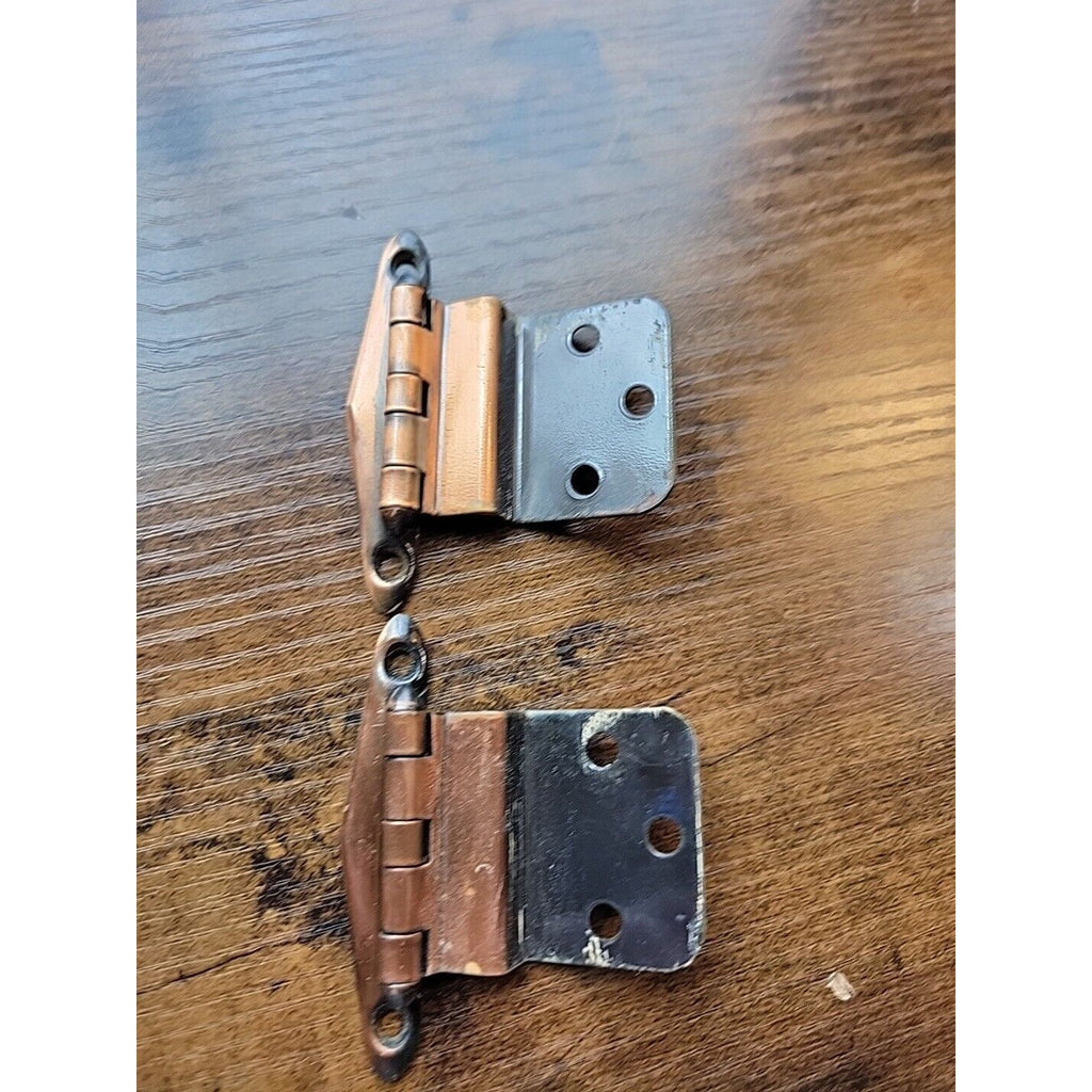 Pair of (2) Vintage/Mid-Century Cabinet Door Hinges - Copper Finish - Salvage
