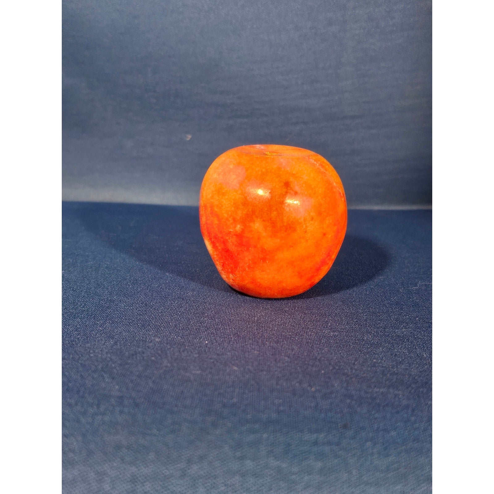 Vintage Alabaster Marble Carved Stone Fruit - Medium 2" tall - Apple Red
