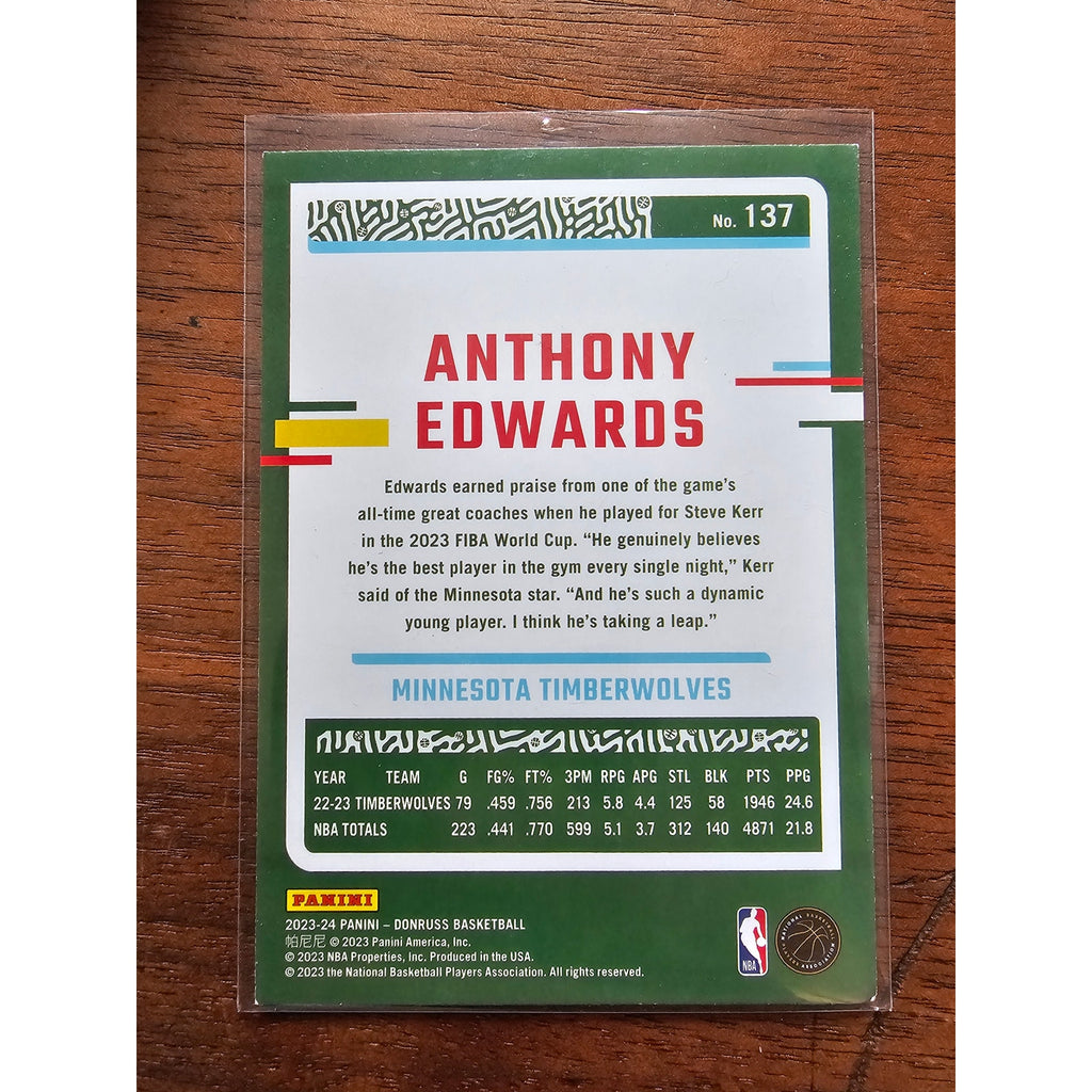 Anthony Edwards 2023-2024 Panini Donruss #137 - Minnesota Timberwolves - NBA