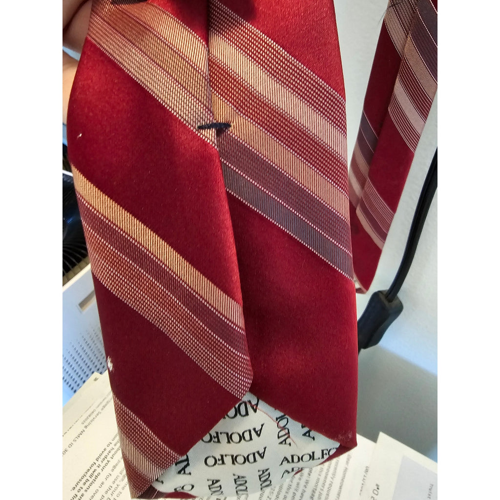 Vintage Adolfo Men's Necktie - Red w/Stripes - 54" x 3"