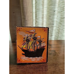 Vintage A.V.80 Match Sticks Box - Green/Orange Pirate Ships - Made in Japan