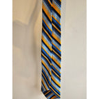 Vintage Men's Necktie - Blue/Black/Yellow Stripes - 54" long x 3.5" wide RN20152