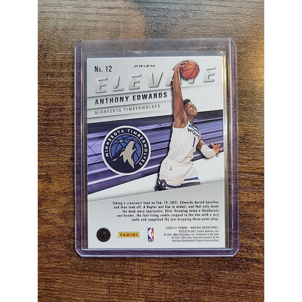 Anthony Edwards 2020-2021 Panini Mosaic #12 - Elevate Green Prizm - Rookie