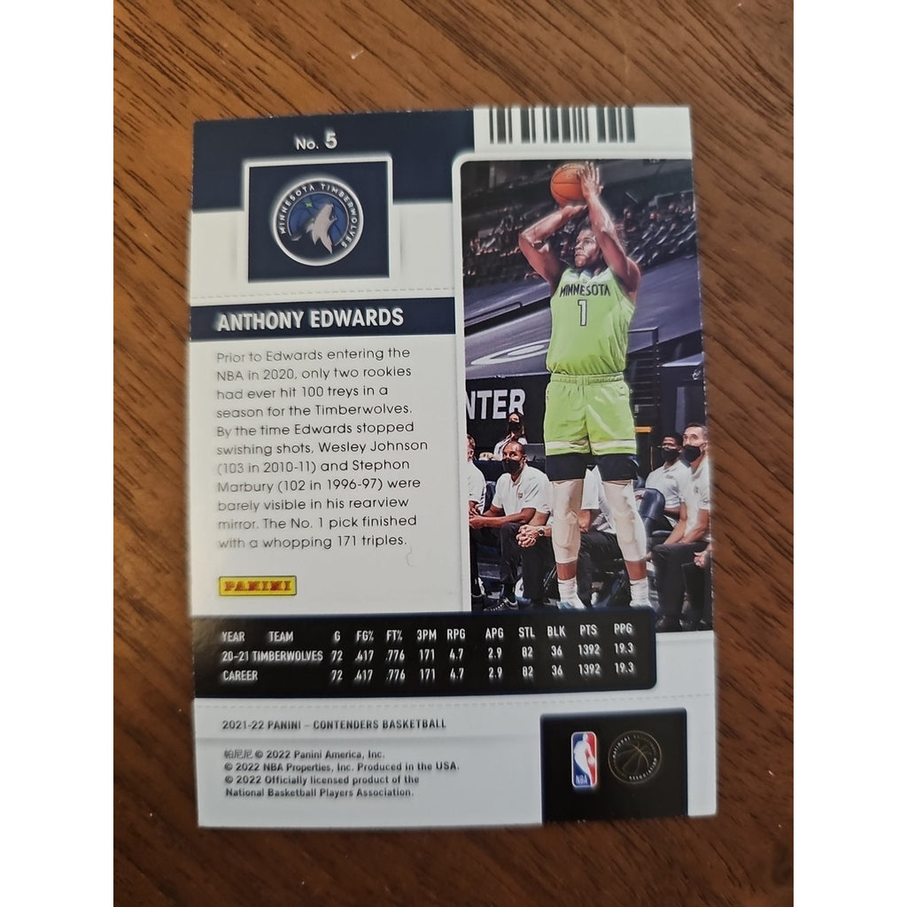 Anthony Edwards 2021-22 Panini Contenders #5 - Minnesota Timberwolves - NBA
