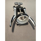 Pedrini Black/Silver Corkscrew Wine Bottle Opener w/Fins - Push Down-Italy-Used