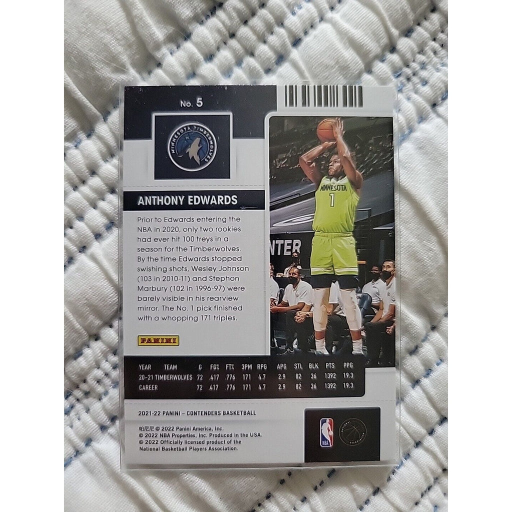 Anthony Edwards - 2021-22 Panini Contenders #5 - Bronze, Game Ticket
