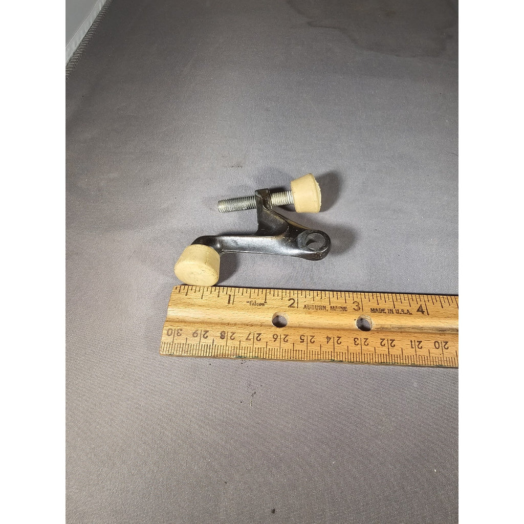 Vintage Cast Iron Antique Bronze Hinge Pin Door Stopper - Ivory Rubber Pads