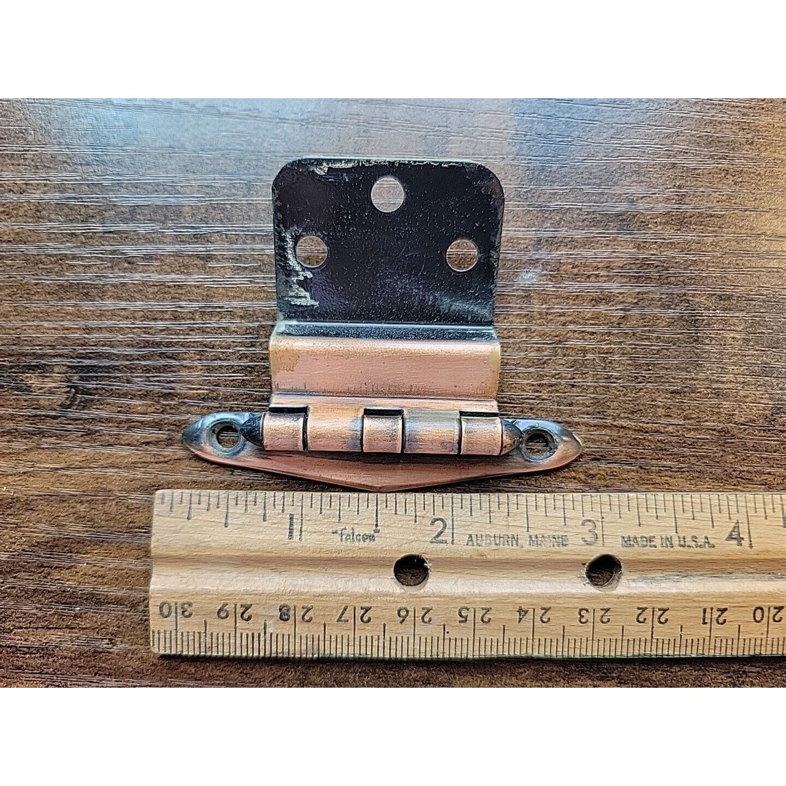 Pair of (2) Vintage/Mid-Century Cabinet Door Hinges - Copper Finish - Salvage