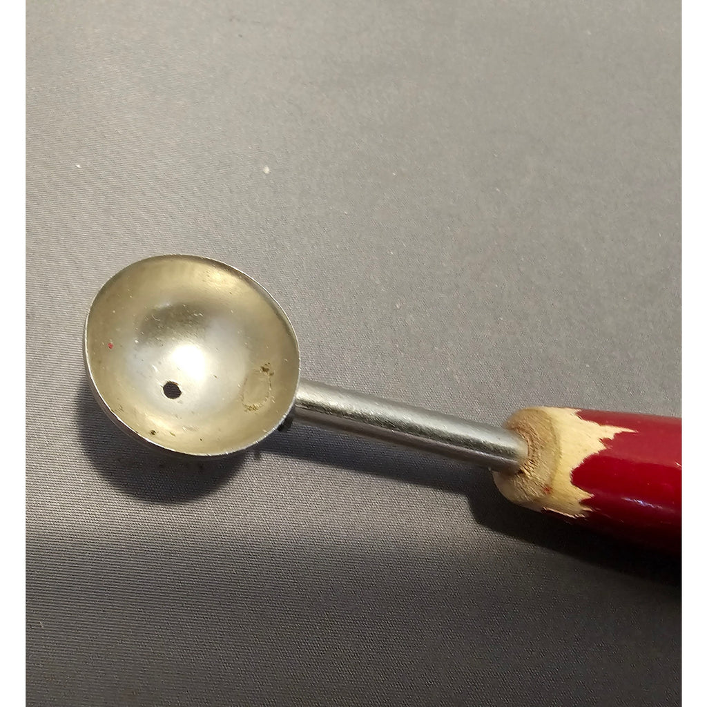 Vintage A&J Ekco Red Wood Handled Double Ended Melon Baller - Made in USA