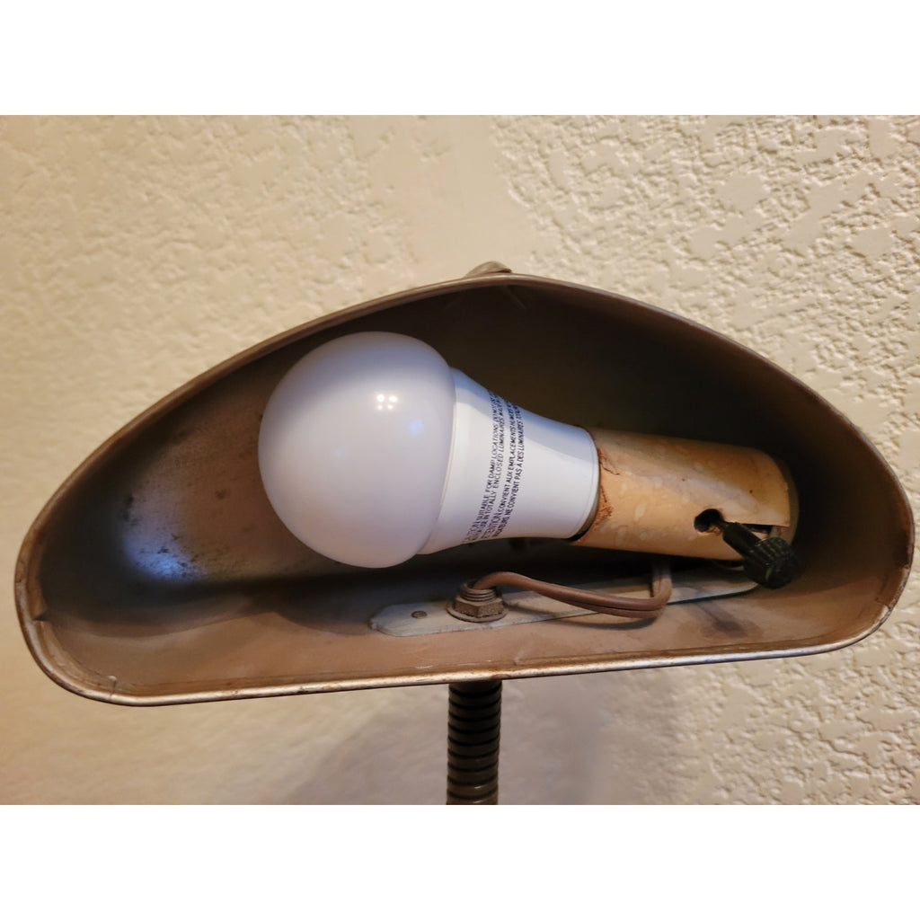 Antique Art Deco Cast Iron Gooseneck Desk Lamp w/Pen Holder, detail features