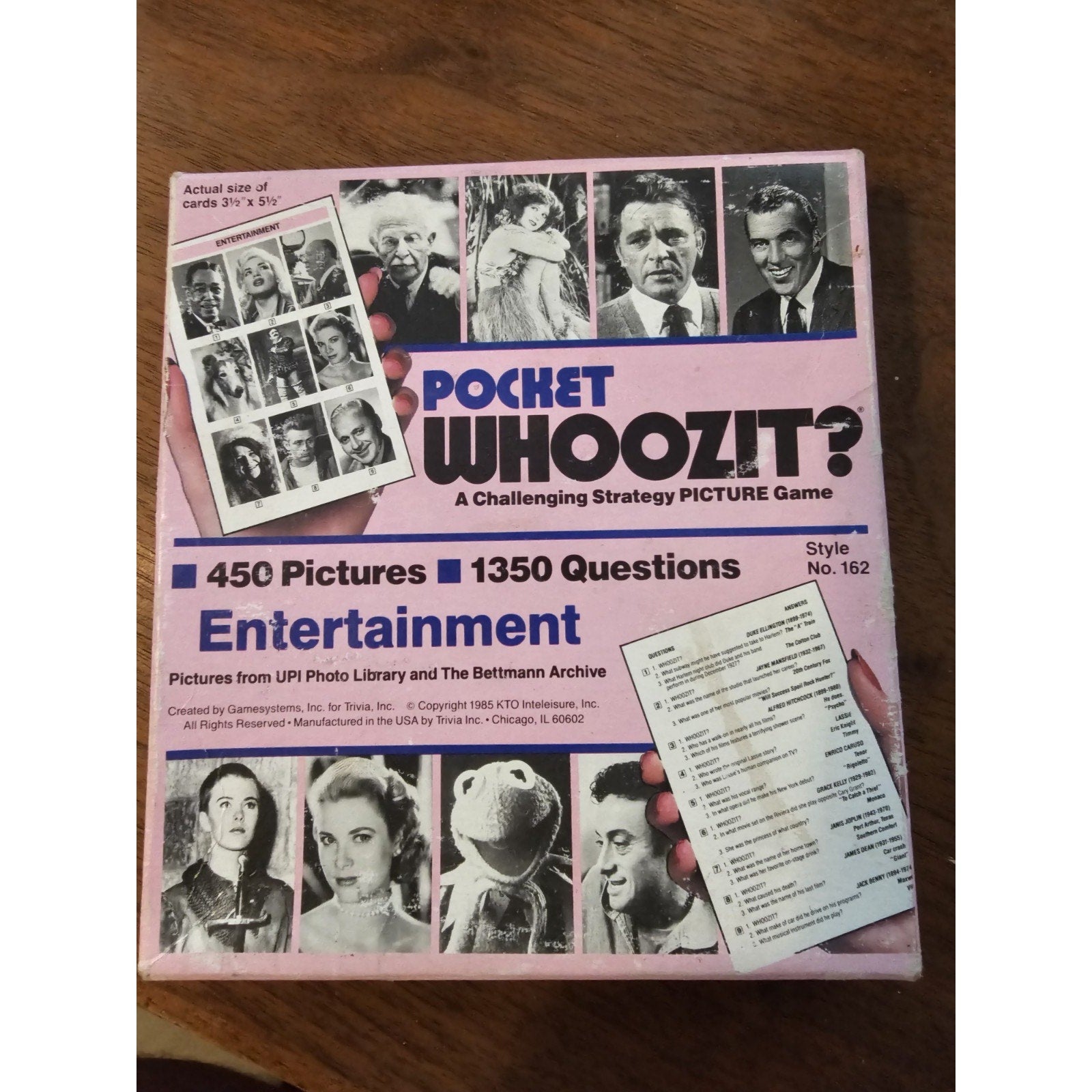 Vintage 1985 Pocket WHOOZIT #162 Strategy Game - Entertainment Picture Trivia