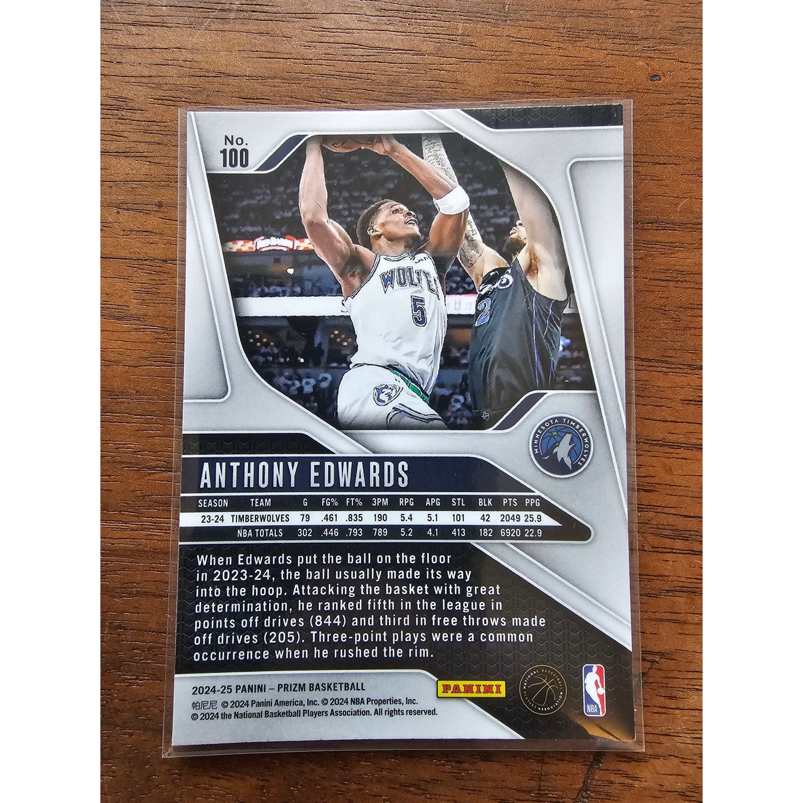 Anthony Edwards 2024-2025 Panini Prizm #100 - Minnesota Timberwolves - NBA