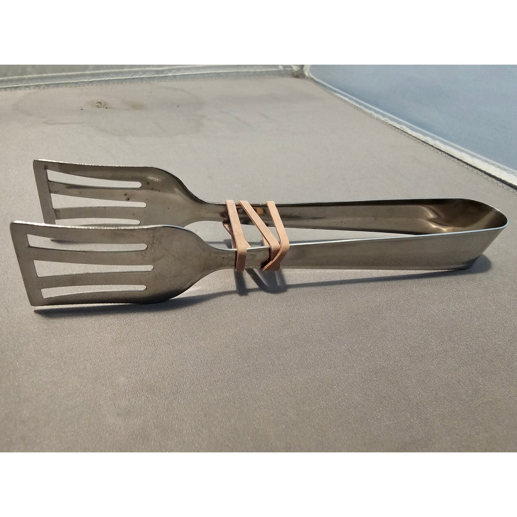 Silver Stainless Steel Tongs - 7" Long (used)