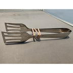 Silver Stainless Steel Tongs - 7" Long (used)