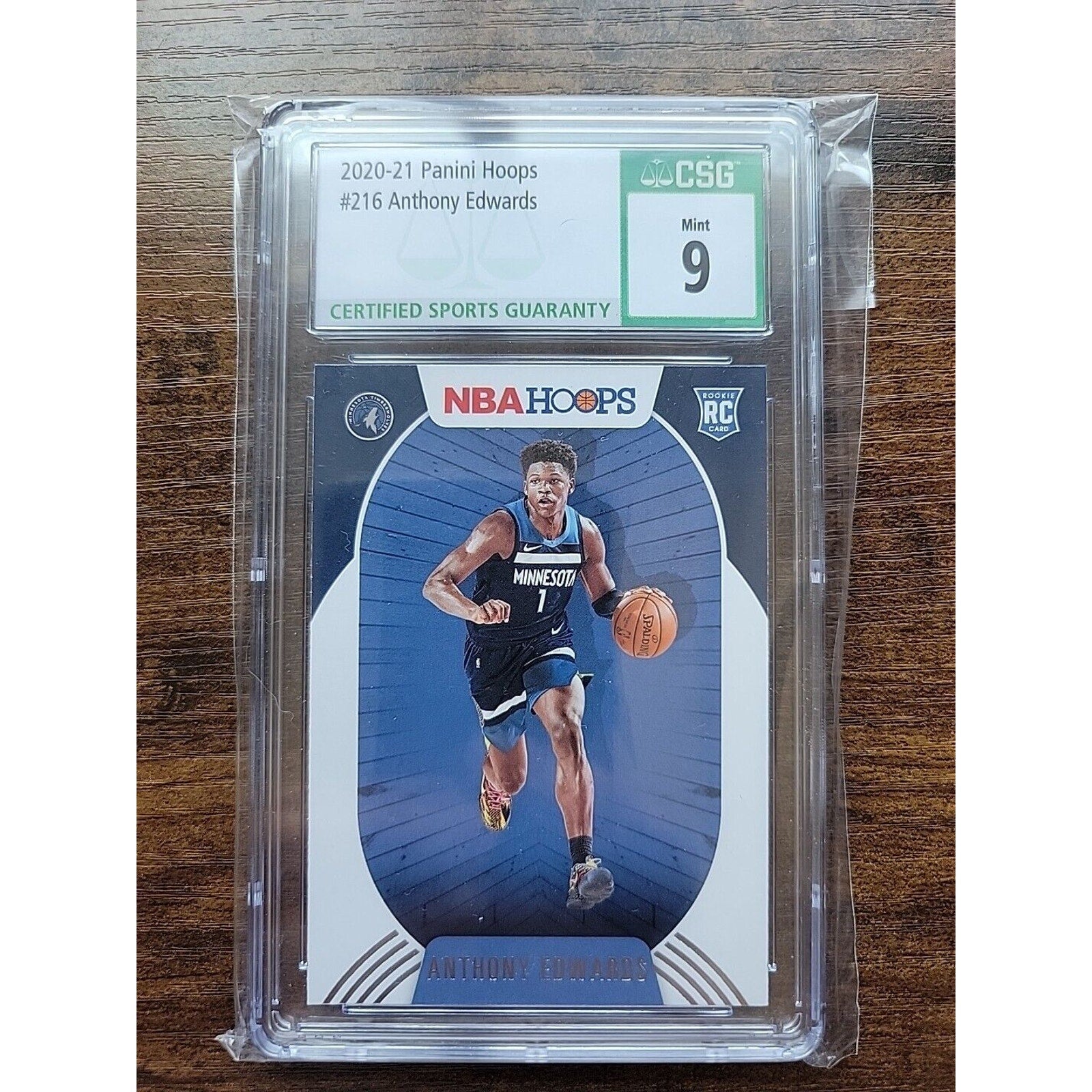 Anthony Edwards 2020-21 Panini Hoops #216 - Winter Rookie - CSG Graded 9