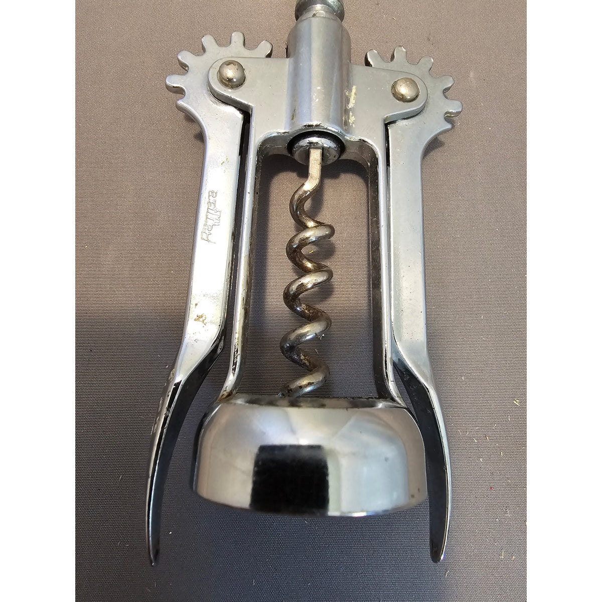 Franmara Silver Corkscrew Wine Bottle Opener w/Fins - Push Down - Used - Italy