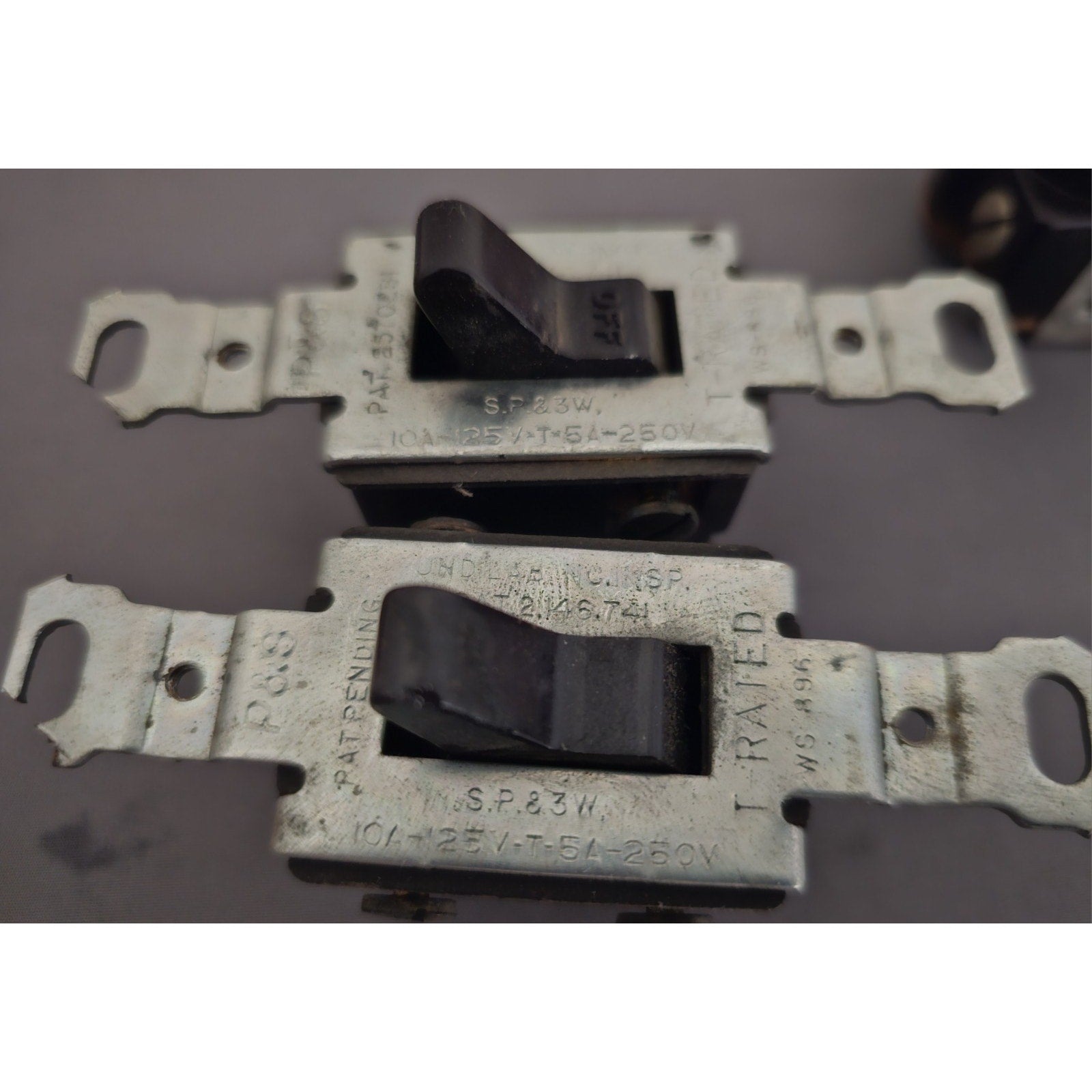 Lot of 4 Vintage Brown Electrical Devices - 2-Light Switches, 1-Outlet, 1- 6-20R