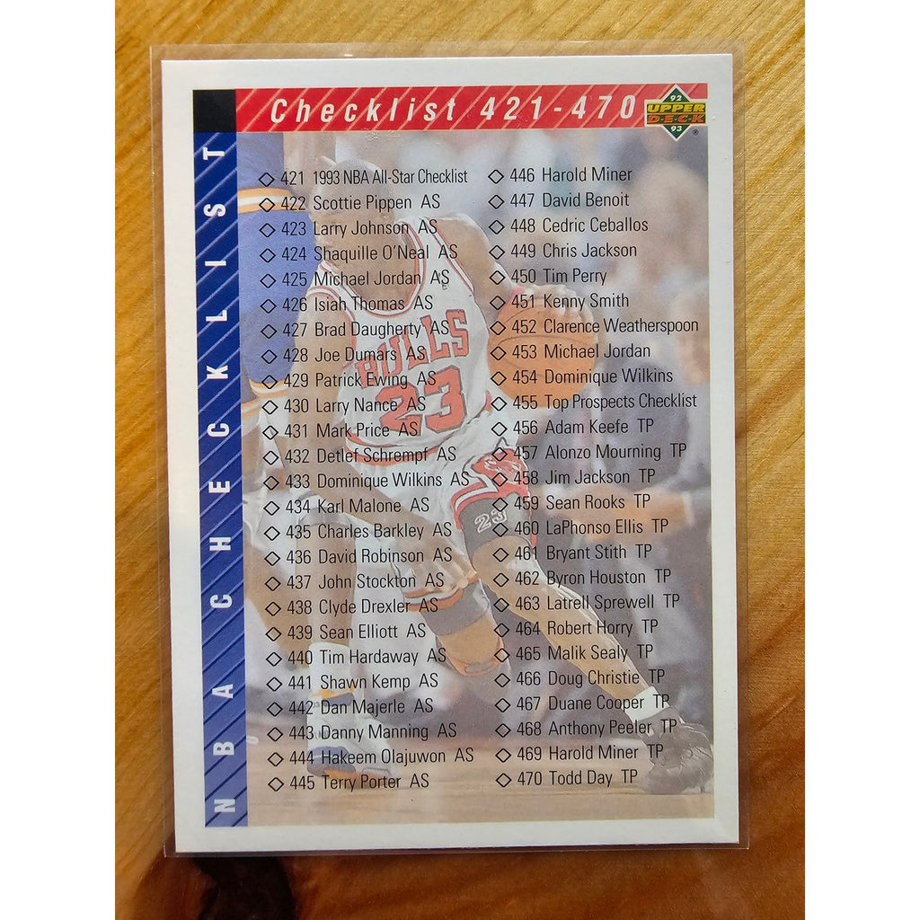 Michael Jordan 1992-1993 Upper Deck #420 Checklist - #421-510 - NBA