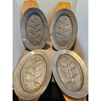 (4) Vintage Aluminum Housewares Platter Holder Steak/Fajita Server w/Wood-Japan