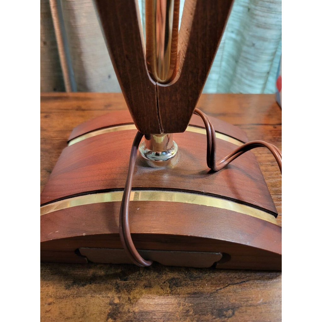 Mid Century Modern (MCM) Wood & Brass Desk/Piano Lamp - Retro Works!