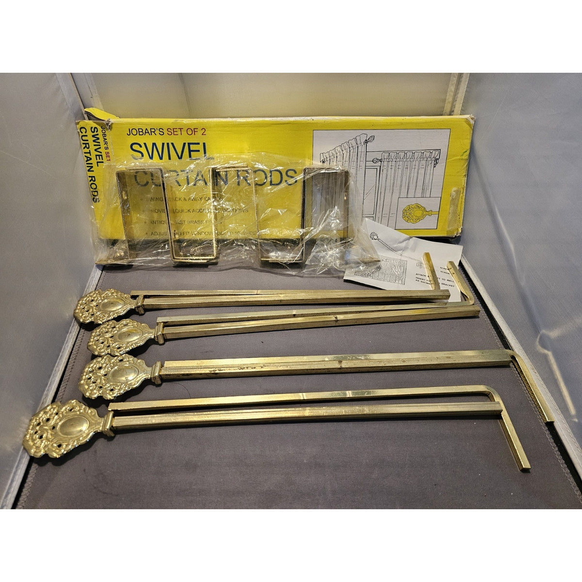 Vintage 1996 Jobar #JT2127 - Set of 2 Swivel Curtain Rods - Fits 30" to 50" Wide