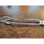 Vintage Light Blue/Grey Rubber Handle 10" Stainless Steel Tongs - Made in Taiwan