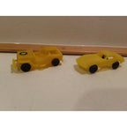 (2) Unbranded Yellow Plastic Toy Cars - Corvette & Jeep # 6 5 spoke/star tires