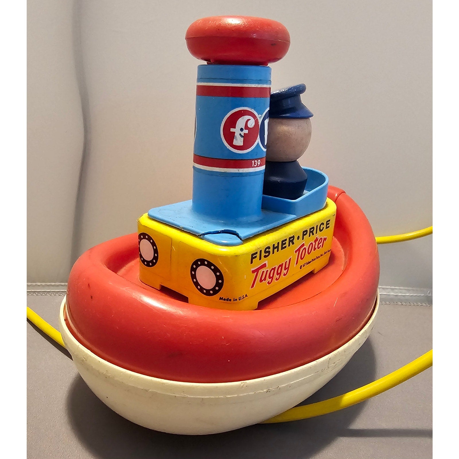 Vintage 1967 Fisher-Price #139 Tuggy Tooter - Blue Stack FPT1237