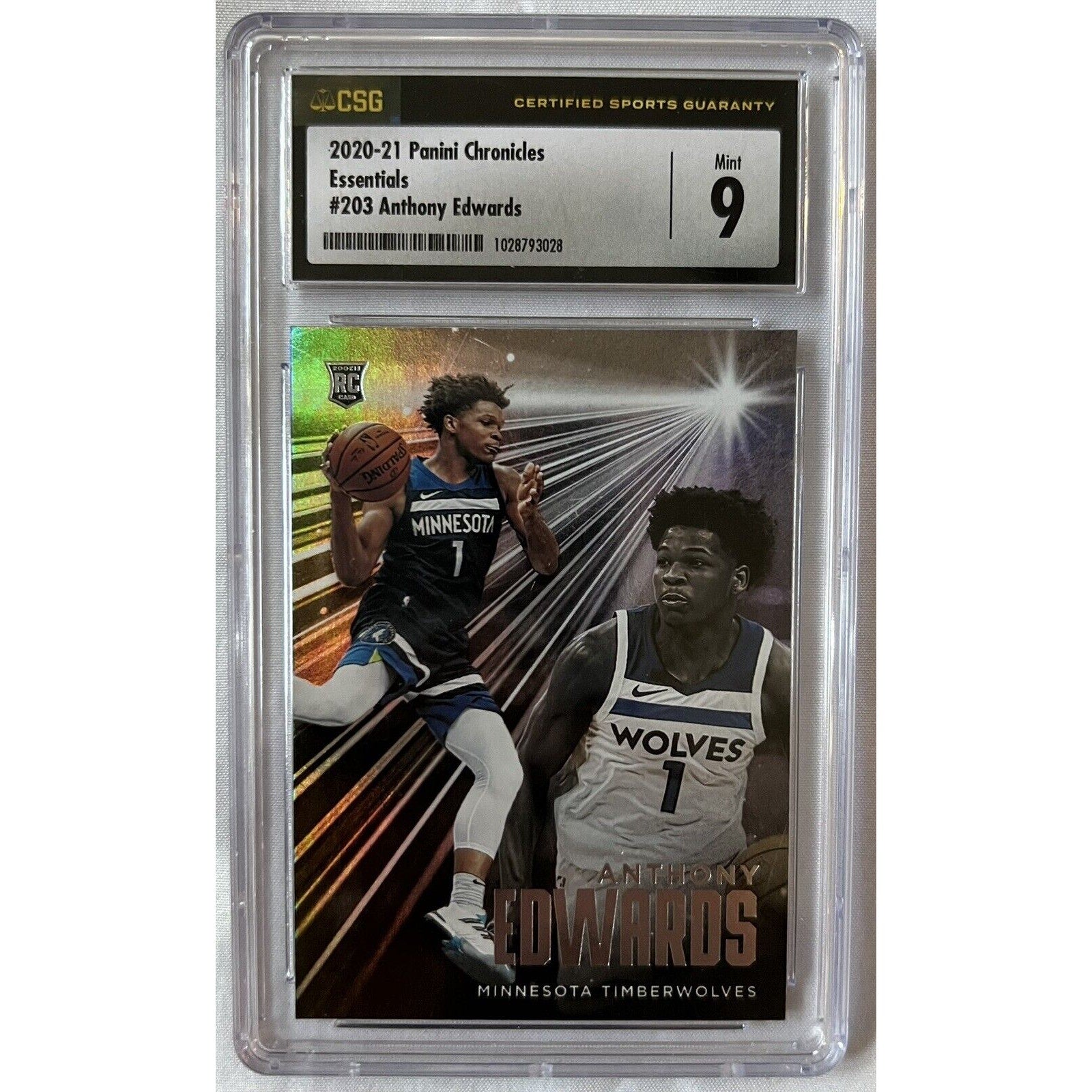 Anthony Edwards 2020-21 Panini Chronicles Essentials #203-Rookie -White -CGS 9