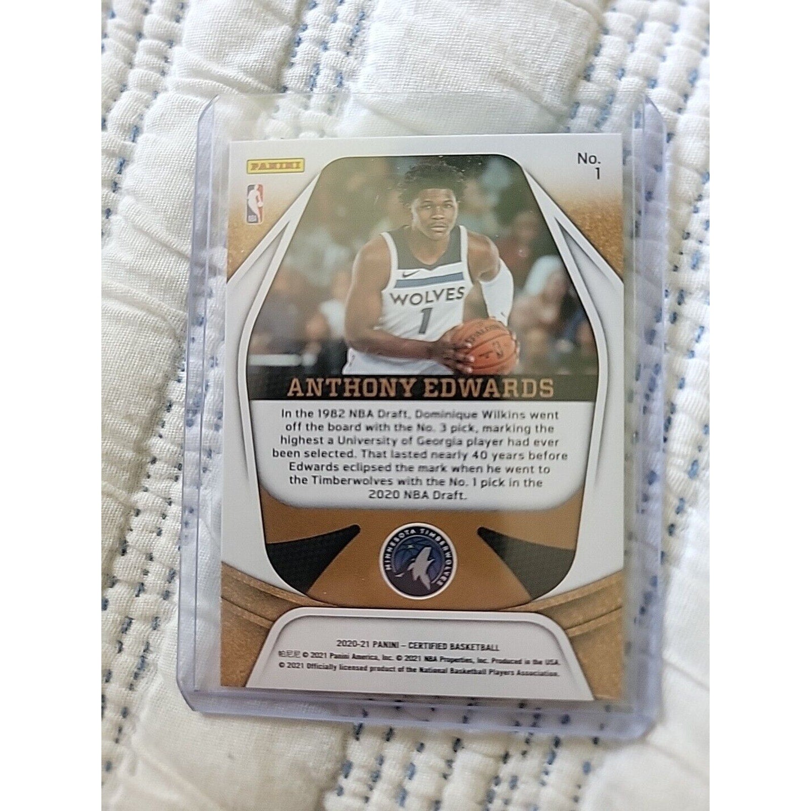 Anthony Edwards 2020-21 Panini Certified Gold Team #1 - Rookie - Minnesota Timberwolves