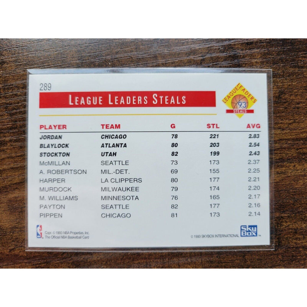 Michael Jordan 1992-1993 NBA Hoops #289 - League Leaders Steals - Stockton