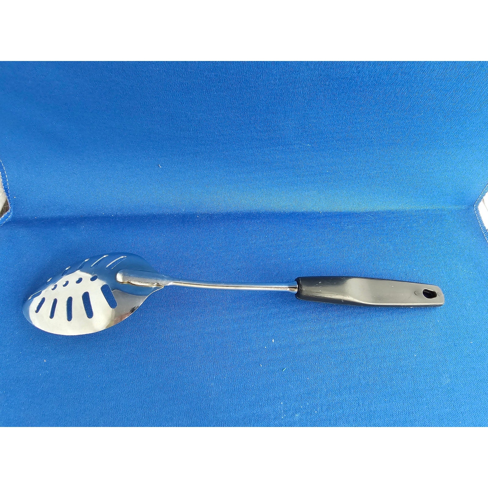 Vintage Foley Stainless Steel (USA) Slotted Serving Spoon w/Black Handle - 11"