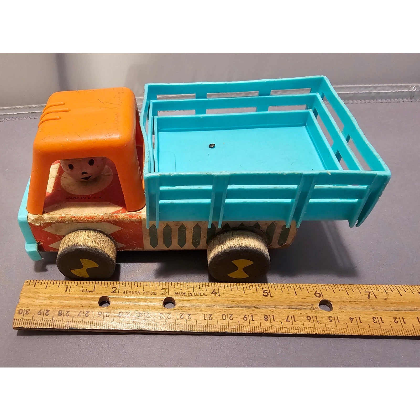 Vintage 1960's Fisher-Price #649 Stake Truck - FPT4306 - Aqua/Orange