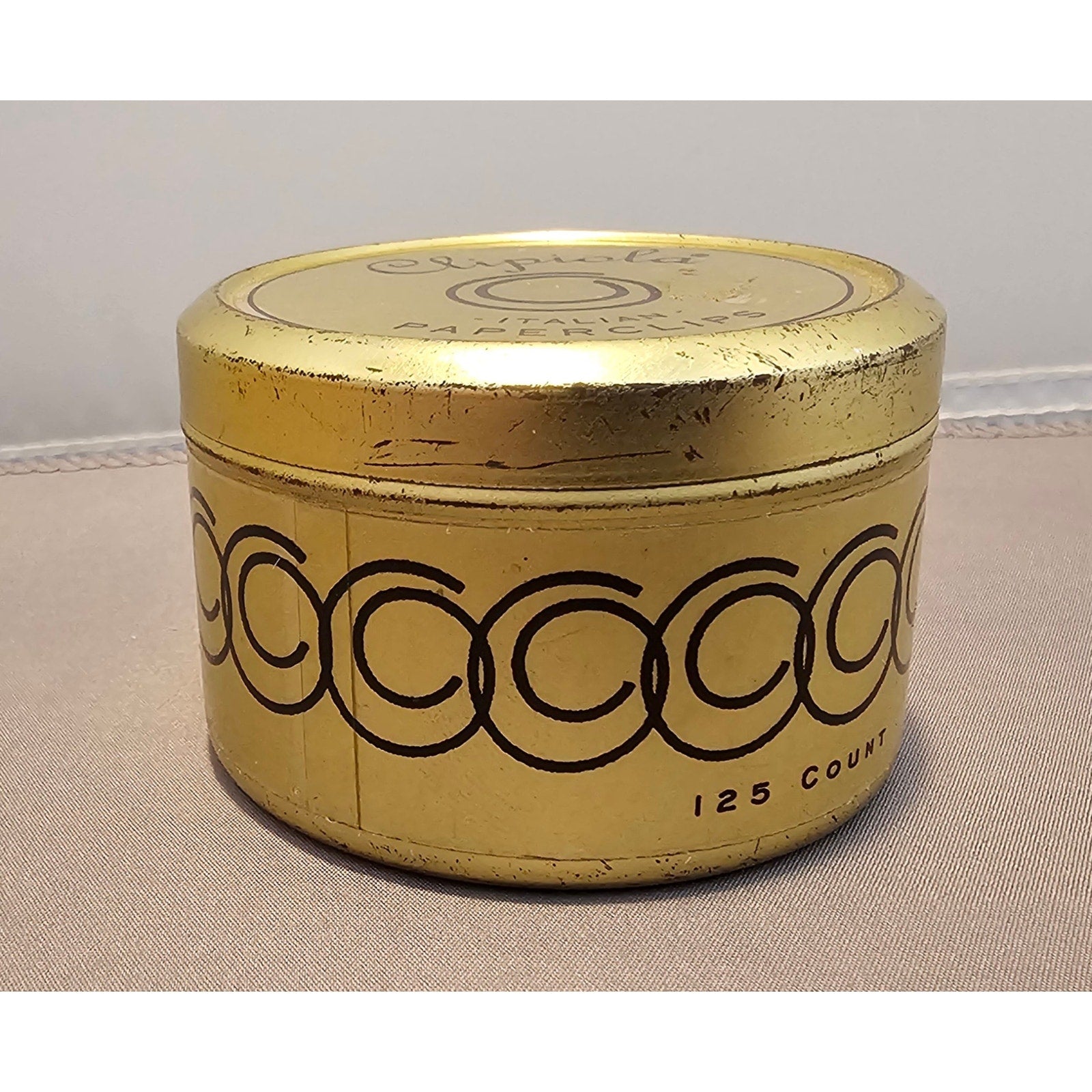 Vintage Gold Clipiola Italian Paper Clips Tin - Made in Italy for Cavallini & Co