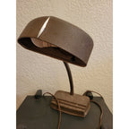 Antique Art Deco Cast Iron Gooseneck Desk Lamp w/Pen Holder, detail features